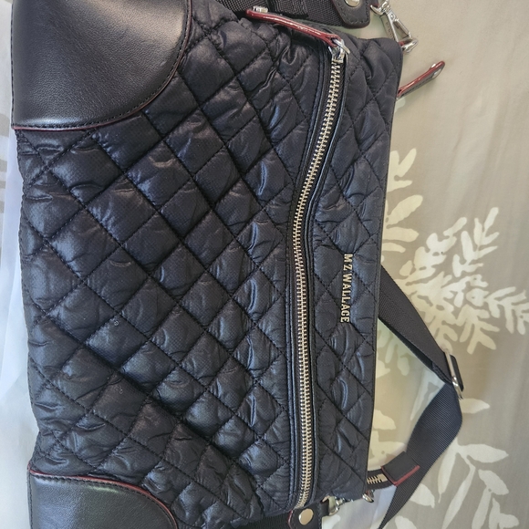MZ Wallace Black Quilted Crossbody Bag with Silver Zippers - Picture 2 of 7